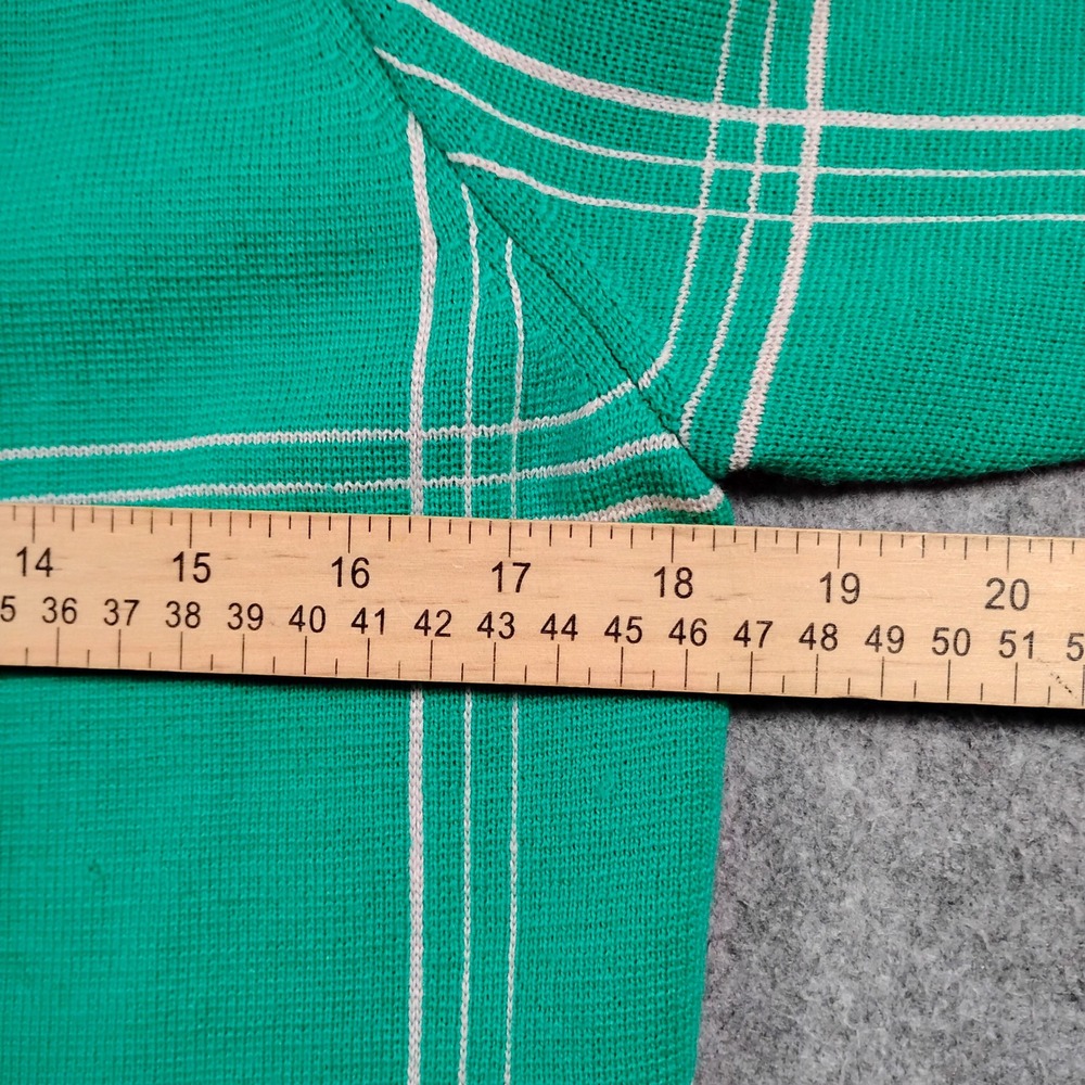 Vintage 100% Pure Wool Women's Green Plaid Button Up Cardigan Jacket Size 12 - Picture 3 of 8